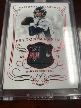Peyton Manning National Treasures Auto 1/1 Game Nfl Shield & Nike