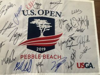 Gary Woodland Brooks Koepka,  27 Signed 2019 Us Open Flag Pebble Beach Jsa Gtd