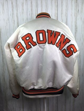 Vintage Cleveland Browns WHITE Satin Jacket XL 1980 ' s Chalk Line OBJ Baker 8