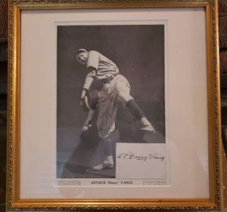 Dazzy Vance Jsa Autograph Framed 3x5 Cut Hand Signed Authentic