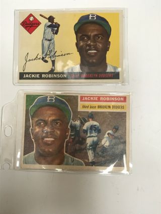 Two Jackie Robinson Topps Baseball Cards Ungraded Brooklyn Dodgers