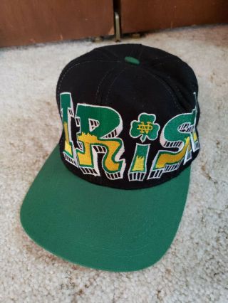 Vtg 90s Notre Dame Fighting Irish Graffiti Snapback Cap Hat Top Of The World