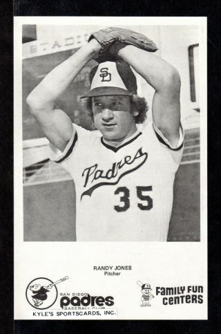 1977 Family Fun Centers Randy Jones Sd Padres 5 - 1/2 X 8 - 1/2 B&w Photo Card 7