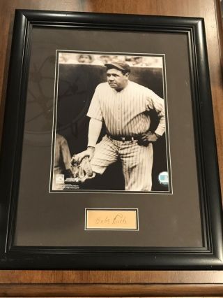 Babe Ruth Signed Cut Framed With Photo Autograph Cut Yankees