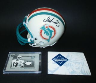Dan Marino Signed Mini Helmet W/coa Uda & Game Worn Jersey Card Fleer Autograph