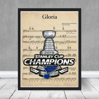 St Louis Blues Logo Stanley Cup Champions Play Gloria Sheet Music Gift Hockey