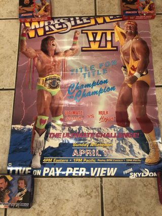 Vintage Wwf Wrestlemania 6 Poster Wwe Wcw Nwa Awa Hasbro Ljn Rare 24x20