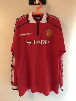 1998/2000 Umbro Manchester United Home Jersey D.  Beckham 7 L/s - Xl