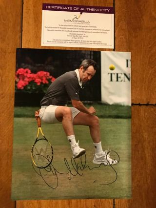 John Mcenroe Autograph Tennis 8 " X10 " Photo Signed Loa