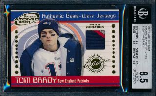 Tom Brady 2001 Pacific Prism Atomic Patches Bgs 8.  5 Card 125 1st Jersey Card