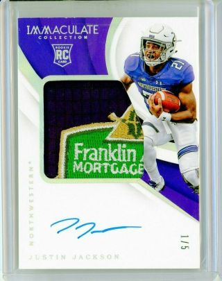 Justin Jackson 2018 Immaculate Collegiate Jumbo Bowl Patch Rookie Auto 1/5 Ssp