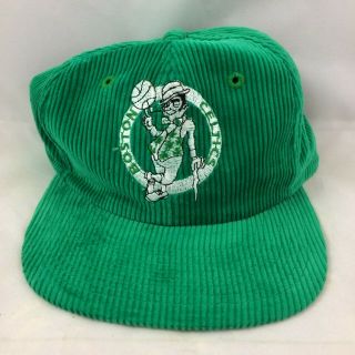 Vintage Boston Celtics Green Corduroy Hat Cap Snapback Adjustable Logo