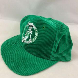 Vintage Boston Celtics Green Corduroy Hat Cap Snapback Adjustable Logo 3