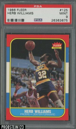 1986 Fleer Basketball 125 Herb Williams Indiana Pacers Psa 9
