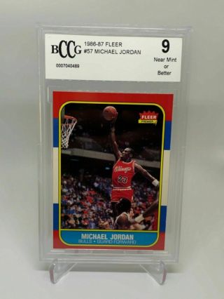 1986 - 1987 Fleer Michael Jordan 57 Rookie Basketball Bccg 9 Nr (psa,  Bgs)