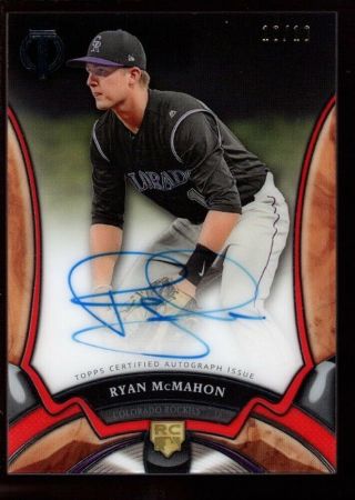 Ryan Mcmahon 10/10 Rockies Red Rookie Auto Rc Sp 2018 Topps Tribute Autograph