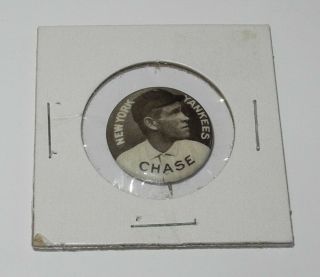1910 - 12 Sweet Caporal Baseball Pin Coin Button Hal Chase Yankees Large Letters