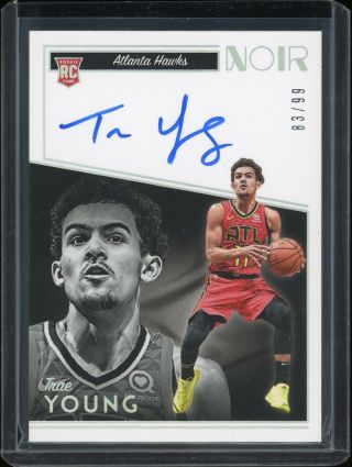 2018 - 19 Panini Noir Trae Young Hawks Rc Rookie Auto 83/99
