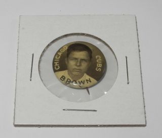 1910 - 12 Sweet Caporal Baseball Pin Coin Button Mordecai Brown Cubs Large Letters
