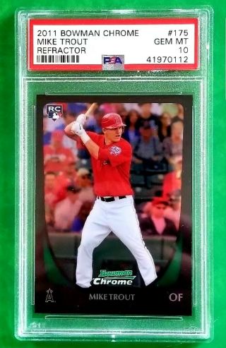 2011 Bowman Chrome Mike Trout Psa 10 Refractor 175 Red Jersey Rookie Rc Hot