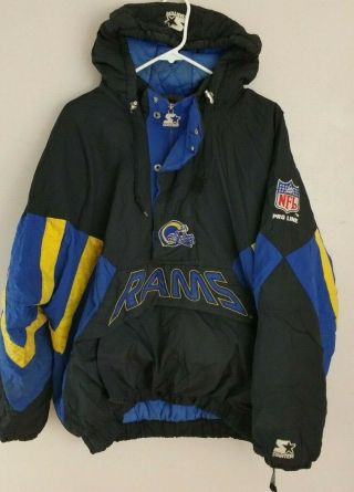 Vtg 90’s Rams Nfl Pro - Line Starter Stadium Jacket Coat Size Xl