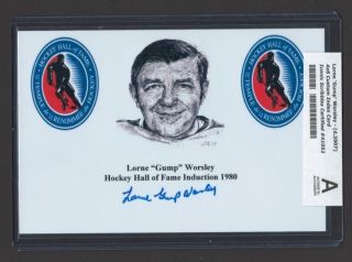 Gump Worsley Authentic Autographed Montreal Canadiens Hof 4x6 Index Card W/coa