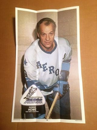 1973 - 74 Opc (o - Pee - Chee) Wha Hockey Poster: 13 Gordie Howe,  Houston Aeros