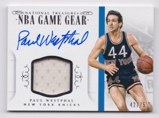 2014 - 15 Panini National Treasures Game Gear Jersey Auto Paul Westphal /75 Knicks