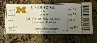 2007 Michigan Vs.  Oregon Football Ticket