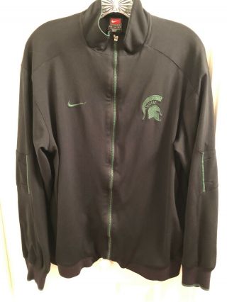 Michigan State Spartans Nike Dri Fit Black Track Jacket Mens Size Medium M