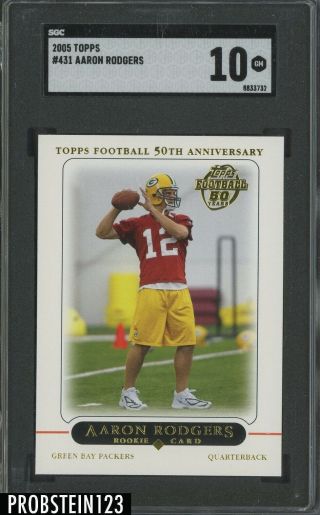 2005 Topps 431 Aaron Rodgers Green Bay Packers Rc Rookie Sgc 10 Gem