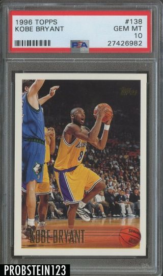 1996 - 97 Topps 139 Kobe Bryant Lakers Rc Rookie Psa 10 Gem