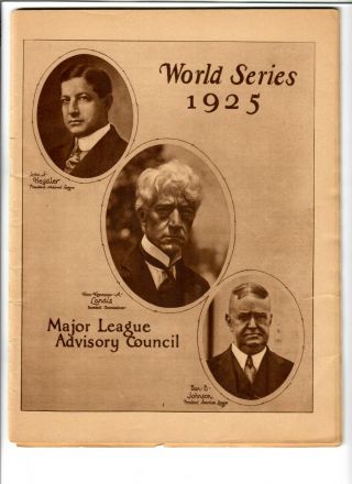 1925 Mlb World Series Score Card Program Pirates Washington Senators
