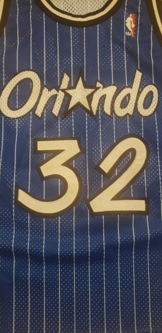 Authentic Champion Shaquille O ' neal Orlando Magic Jersey Blue Shaq Jersey Size L 3