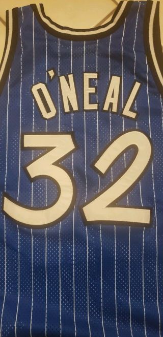 Authentic Champion Shaquille O ' neal Orlando Magic Jersey Blue Shaq Jersey Size L 7