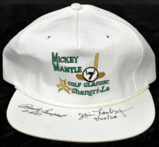 Mickey Mantle Golf Hat SIGNED by Gumpert Longberg 1955 Erskine & Jets Helmet (4) 4