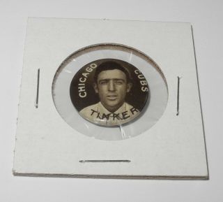 1910 - 12 Sweet Caporal Baseball Pin Coin Button Joe Tinker Cubs Large Letters