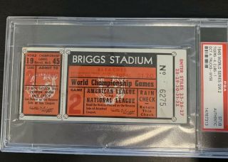 1945 World Series Game 2 Detroit Tigers Chicago Cubs Ticket Briggs Stadium