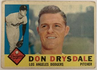 1960 Topps 475 Don Drysdale Hof Los Angeles Dodgers Baseball Card