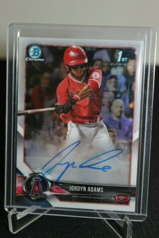 Jordyn Adams 2018 Bowman Draft 1st Chrome Auto Angels Baseball Autograph