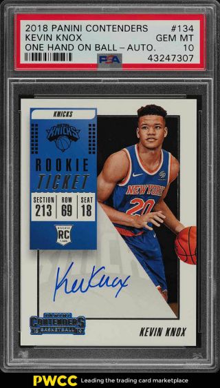 2018 Panini Contenders One Hand Kevin Knox Rookie Rc Auto 134 Psa 10 Gem (pwcc)