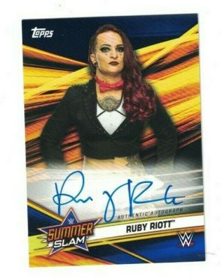 Ruby Riott 2019 Topps Wwe Summerslam Blue Parallel Auto /50 (on Card) (riot)