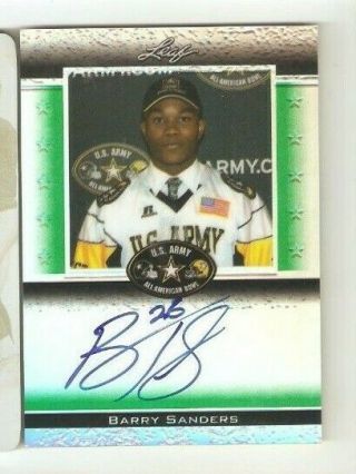 2012 Leaf Barry Sanders Autographed Card /25 Lions Us Army On Card Auto