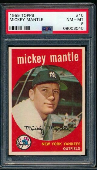 Mickey Mantle 1959 Topps 10 York Yankees Hof Psa 8 Nm - Mt " High - End "