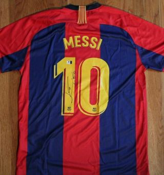 Lionel " Leo " Messi F.  C.  Fc Barcelona Signed Autograph Authenticated Jersey