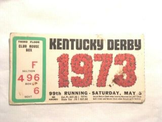 Ticket Stub 1973 Kentucky Derby Secretariat Triple Crown