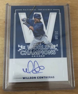 Willson Contreras 2017 National Treasures World Champions Cubs Rc Auto /99