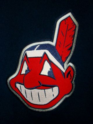 Cleveland Indians Sewn Chief Wahoo Logo Mens L Hoodie Heavyweight Sweatshirt 3