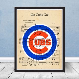 Vintage Chicago Go Cubs Go Sheet Music Logo Decor Baseball Wrigley Gift Poster
