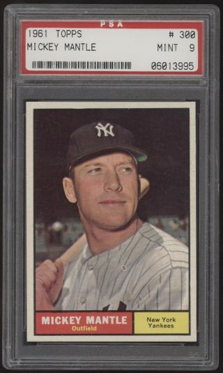 1961 Topps 300 Mickey Mantle Yankees Psa 9